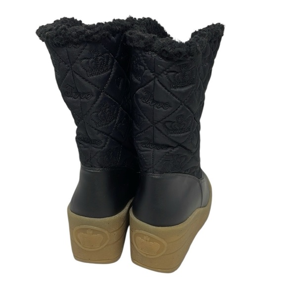 JUICY COUTURE Boots Quilted Snow Flurry Snowflake Wedges Size 6 - Picture 3 of 13